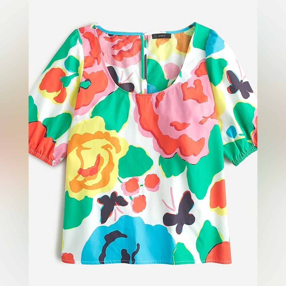J. Crew Pink Puff Sleeve Blouse - Picture 1 of 9